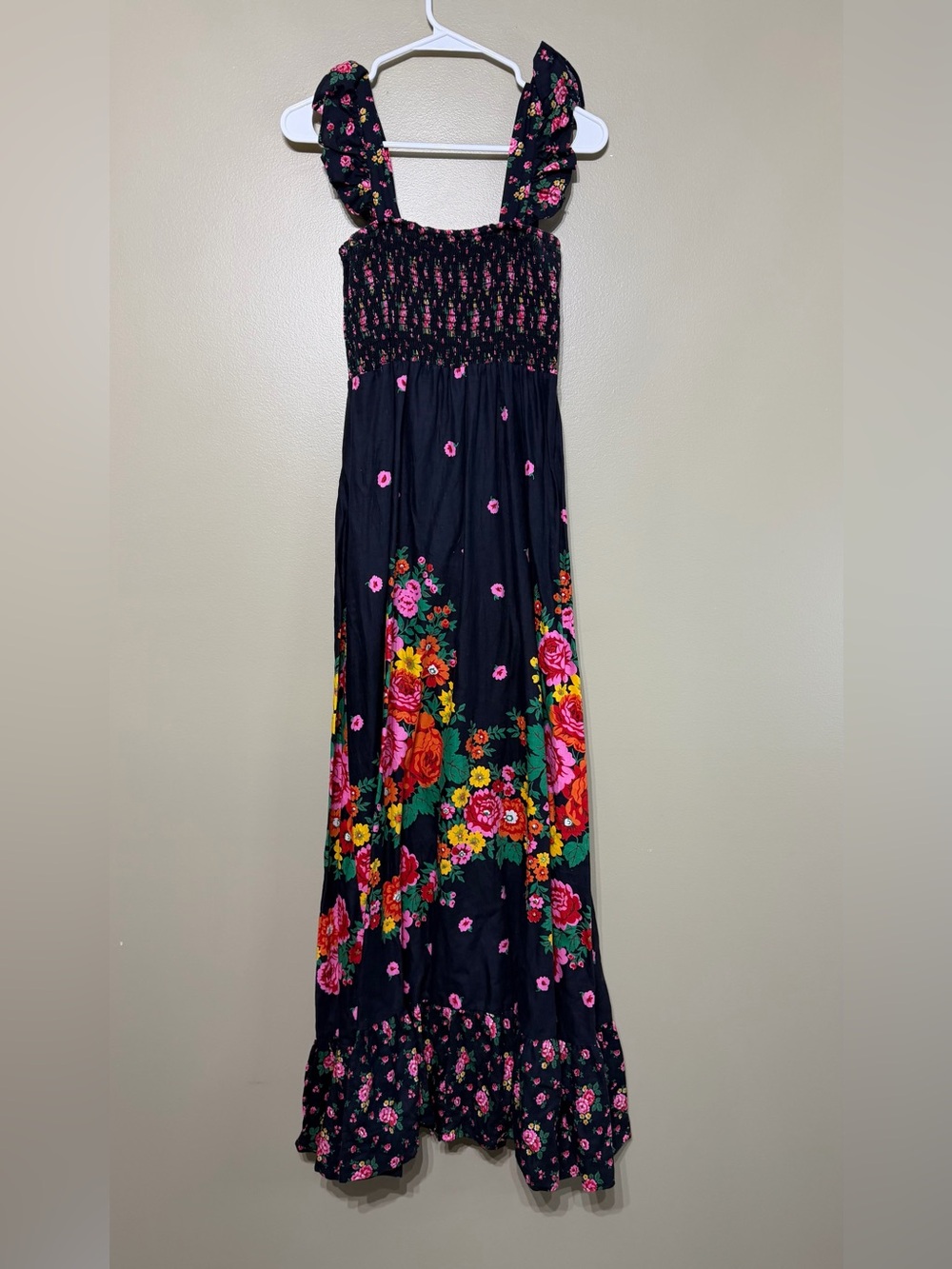 Vintage 1970’s Joseph Ribkoff Floral Smocked Boho Cottagecore Maxi Dress